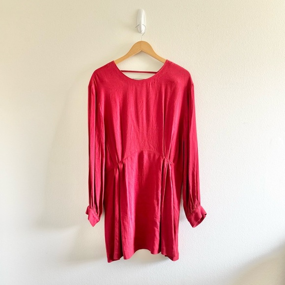 IRO Broken Open Back Relax Long Sleeve Red Mini Dress size 36/US 4 - Picture 5 of 16